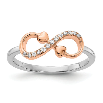 14k Gold Infinity Heart Pave Ring