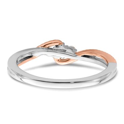 14k Gold Round Three Lab Created Diamond Bypass Ring