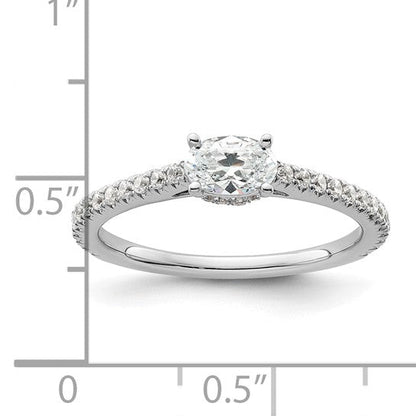 Lab Grown Diamond East-West Oval Pave Engagement Ring