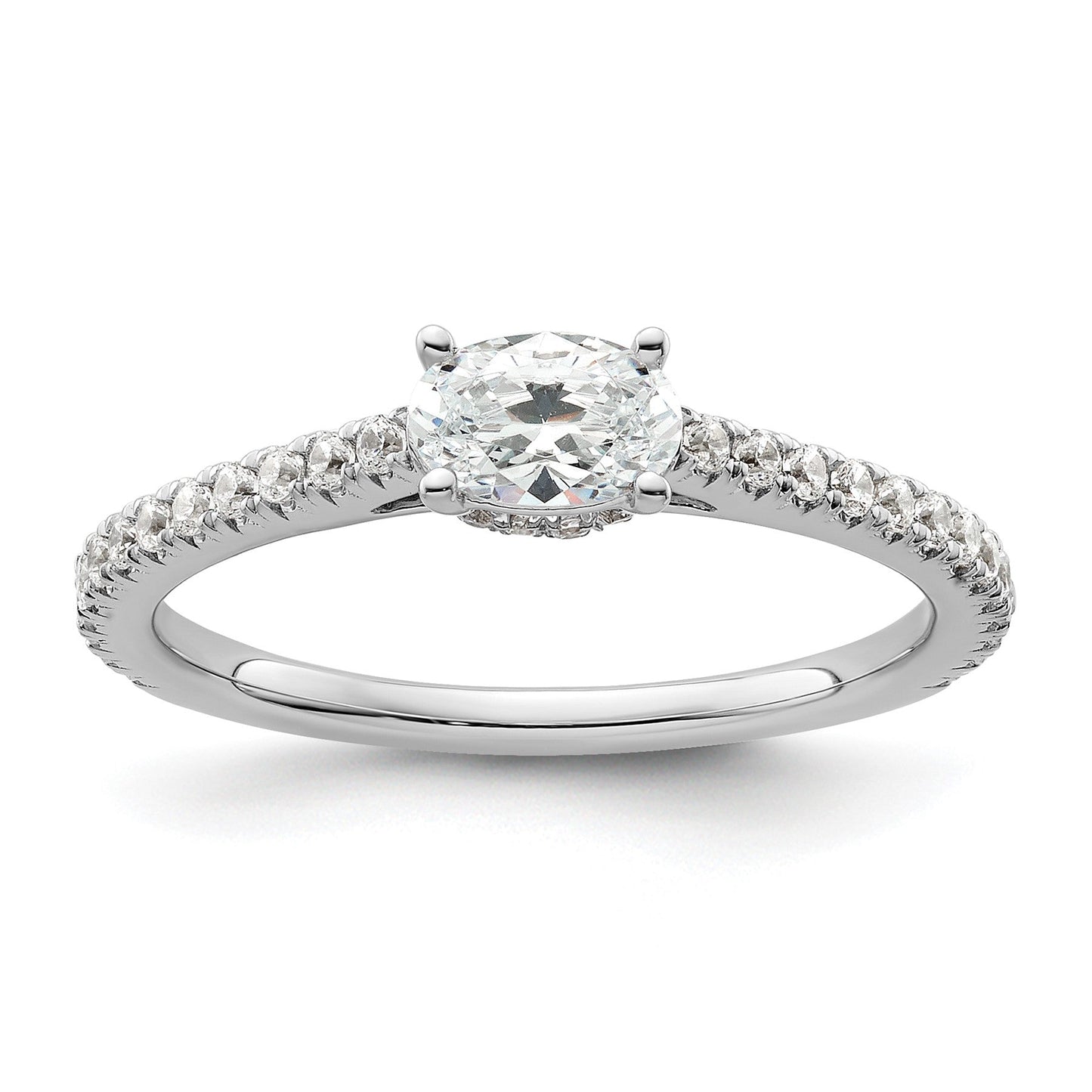 Lab Grown Diamond East-West Oval Pave Engagement Ring