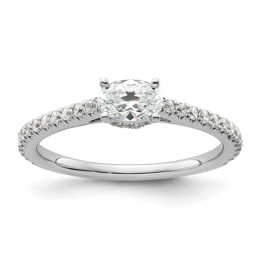 Lab Grown Diamond East-West Oval Pave Engagement Ring