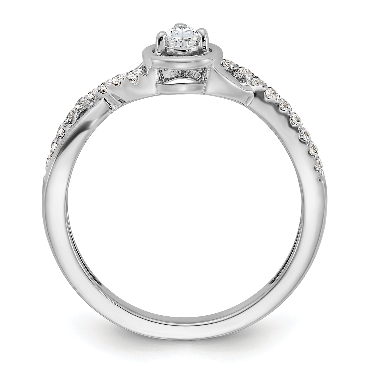 14k White Gold Pear Diamond Pave Engagement Ring