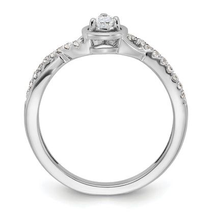 14k White Gold Pear Diamond Pave Engagement Ring