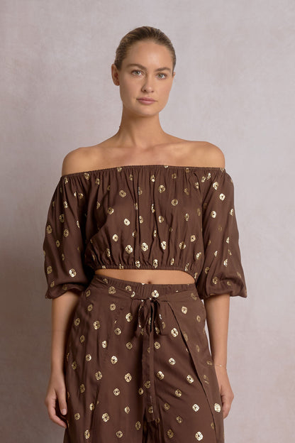Romi Top Brown Polka