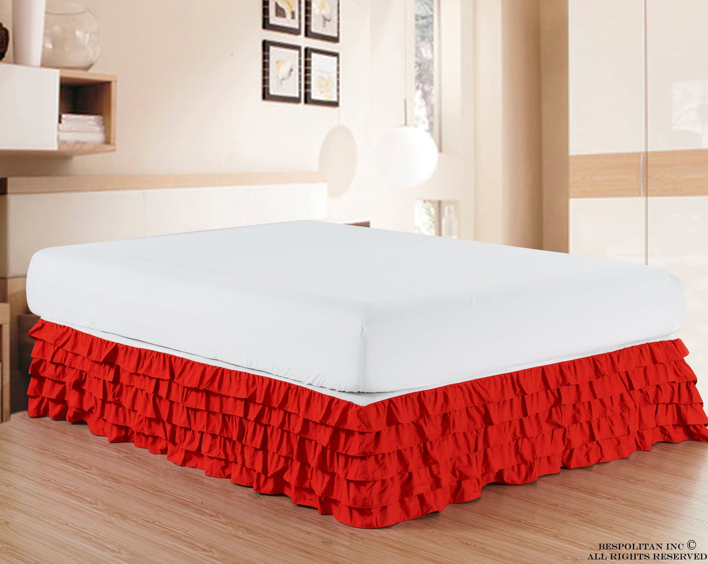Mocassi Luxurious 1500 Series Egyptian Quality Microfiber 1-Piece Multi-Ruffle Bed Skirt 15 inch Drop