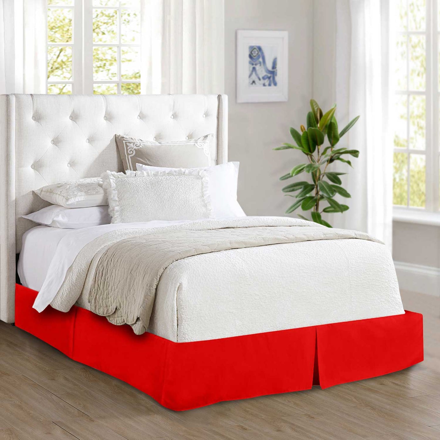 Mocassi 1-Piece Solid Bed Skirt, Quality Design and Expertly Tailored, Luxury 1500 Series Wrinkle & Fade Resistant