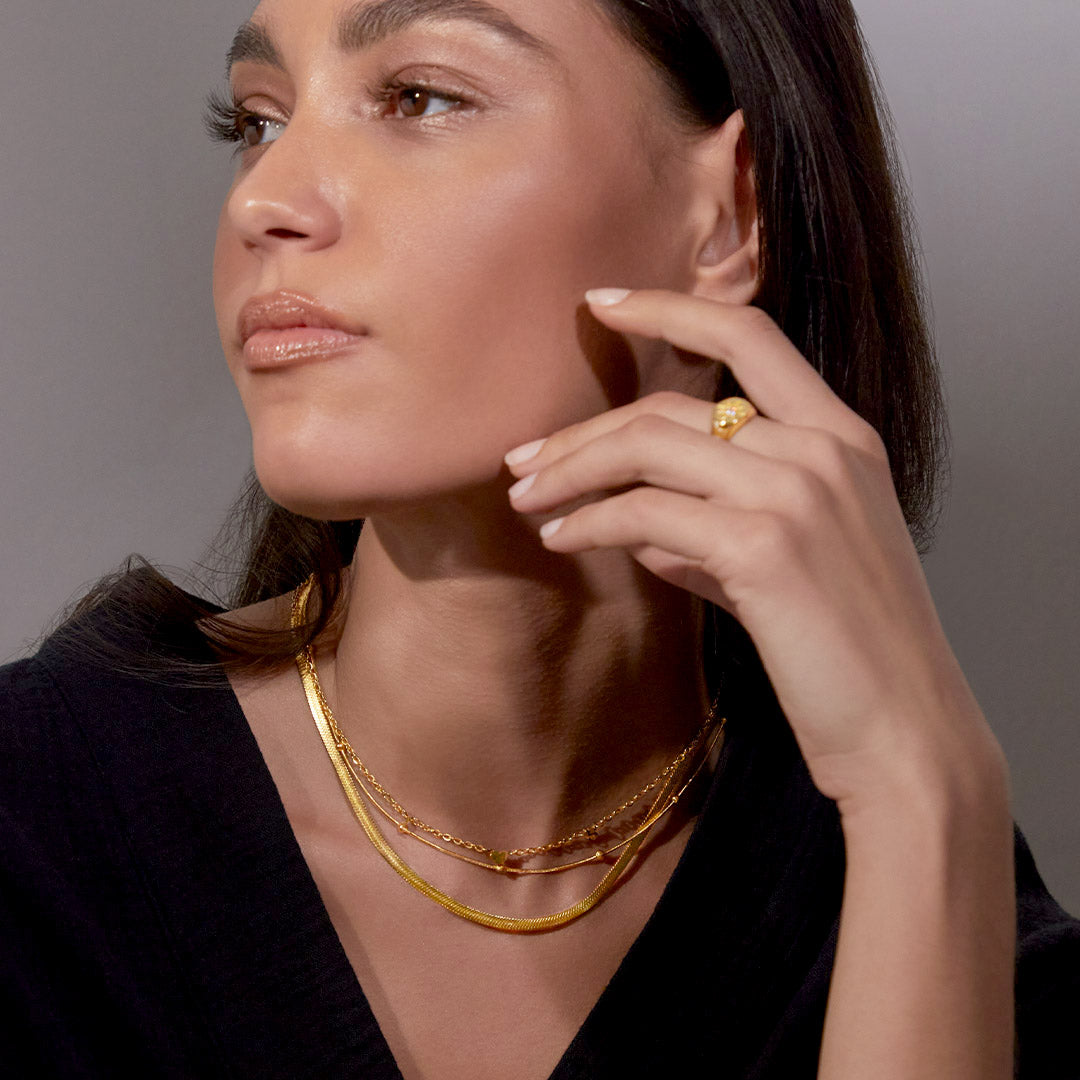 Mint & Lily Herringbone Gold Chain Necklace