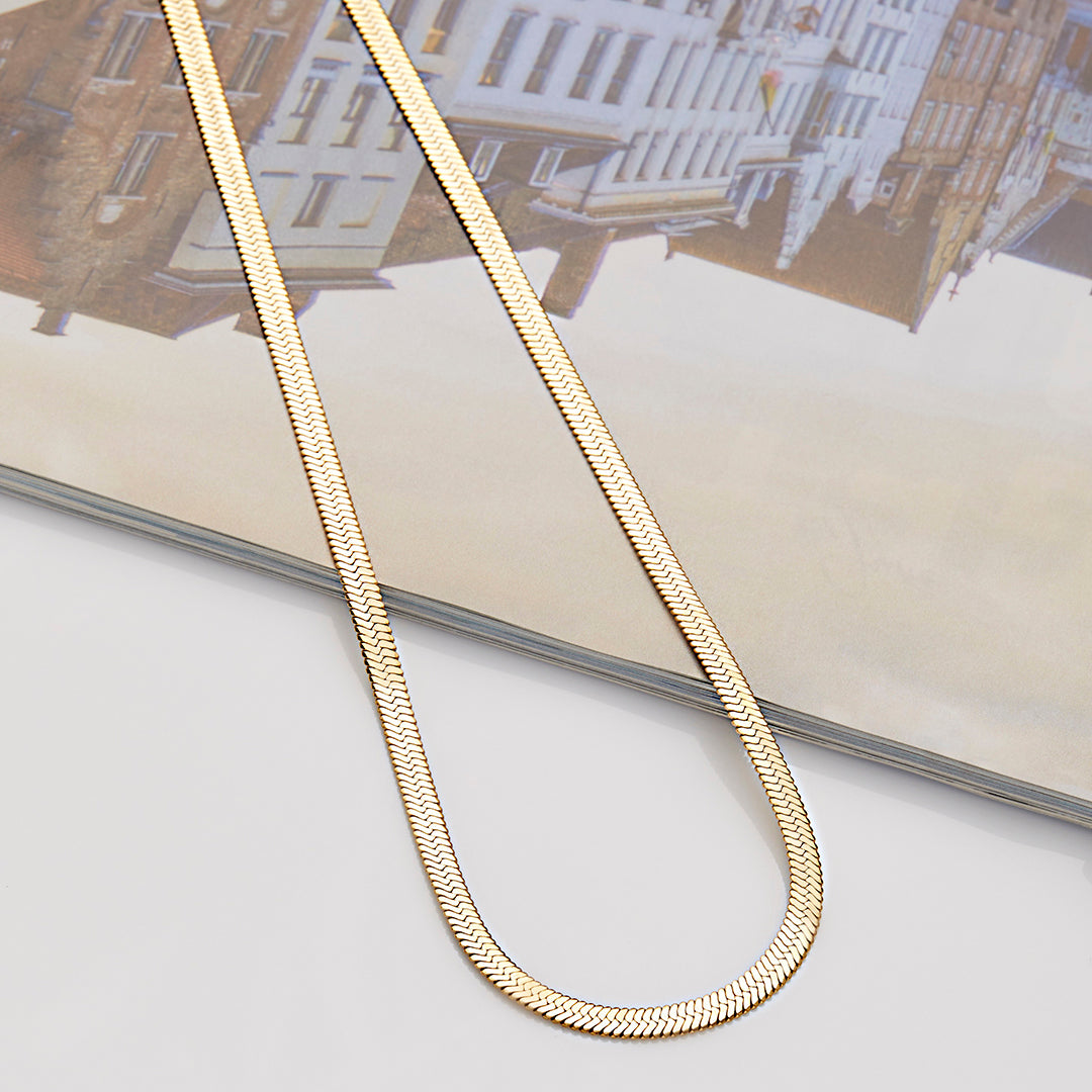 Mint & Lily Herringbone Gold Chain Necklace