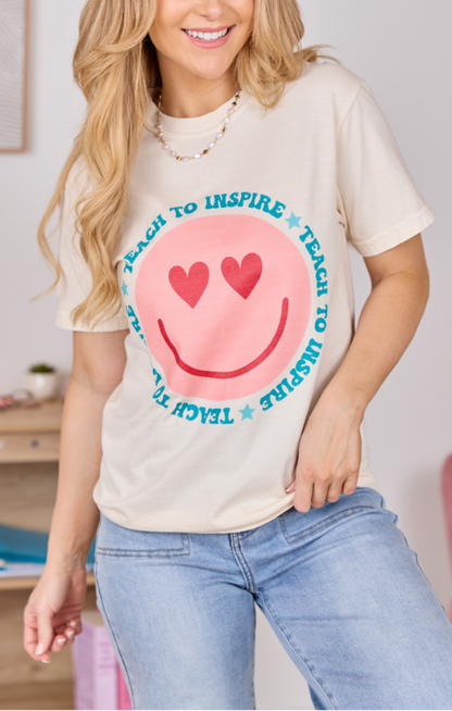 Teach To Inspire Smiley Ivory Comfort Colors Graphic Tee