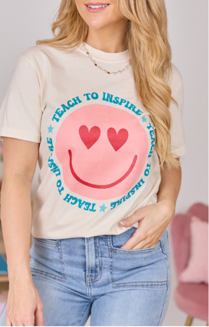 Teach To Inspire Smiley Ivory Comfort Colors Graphic Tee