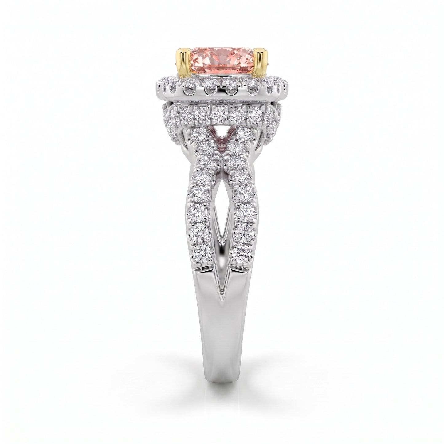 2Cttw Cushion Shaped Pink Lab Grown Diamond (F/VS) Engagement Ring 14K Gold