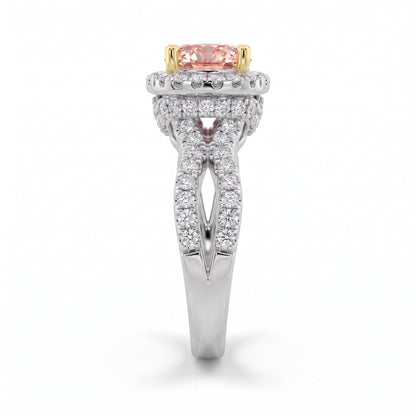 2Cttw Cushion Shaped Pink Lab Grown Diamond (F/VS) Engagement Ring 14K Gold