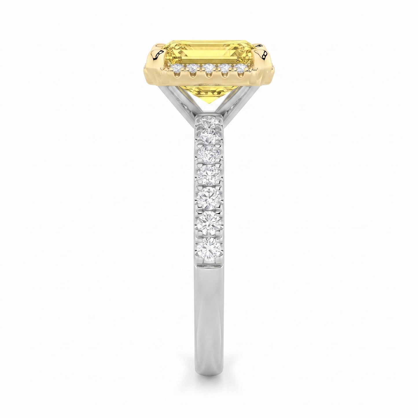 2Cttw Radiant Shaped Yellow Lab Grown Diamond (F/VS) Halo Accented Engagement Ring 14K Gold