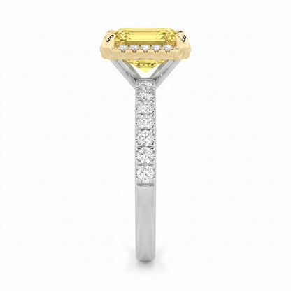 2Cttw Radiant Shaped Yellow Lab Grown Diamond (F/VS) Halo Accented Engagement Ring 14K Gold