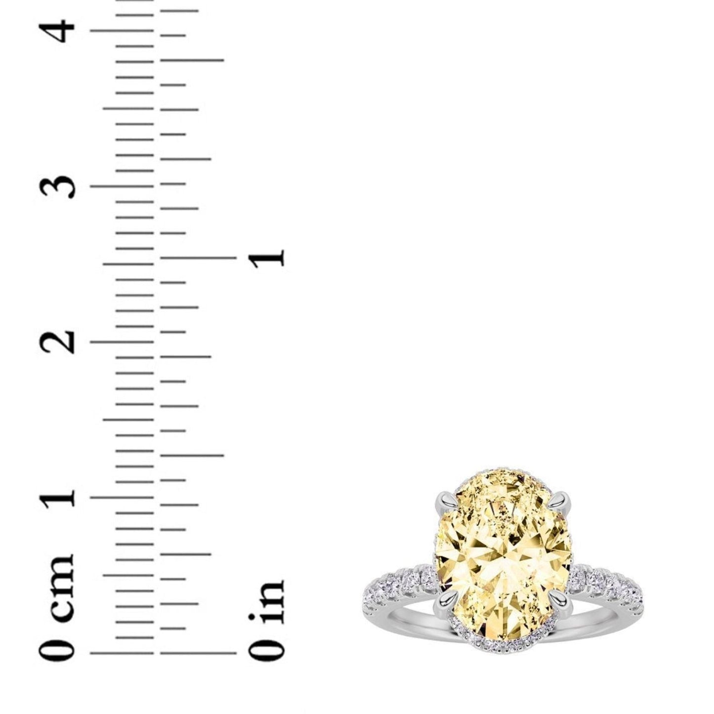 2Cttw Oval Shaped Yellow Lab Grown Diamond (F/VS) Halo Accented Engagement Ring in 14K Gold