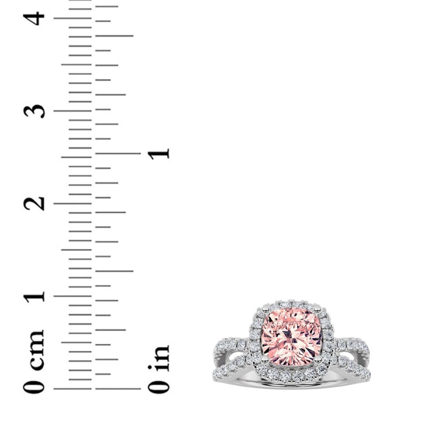 2Cttw Cushion Shaped Pink Lab Grown Diamond (F/VS) Engagement Ring 14K Gold