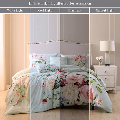 Bebejan Rose on Misty Green 5 Piece Reversible Comforter Set