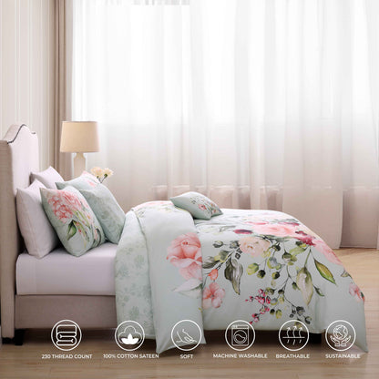 Misty Green / Rose Floral-
