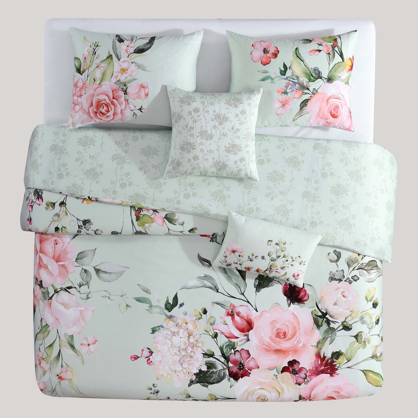 Misty Green / Rose Floral-