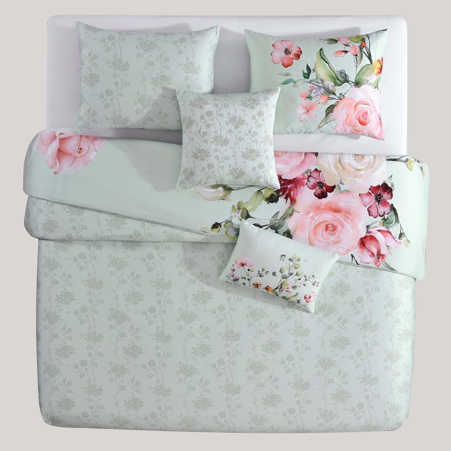 Misty Green / Rose Floral-