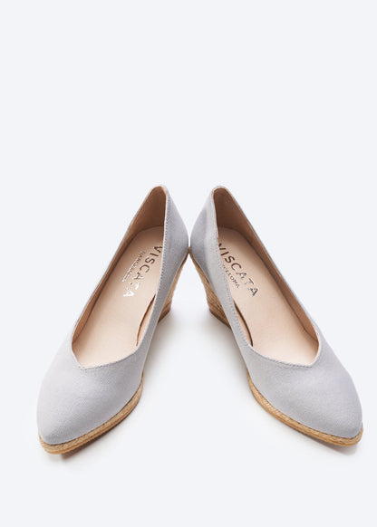 Roses Canvas V Cut Espadrille Wedges by Viscata