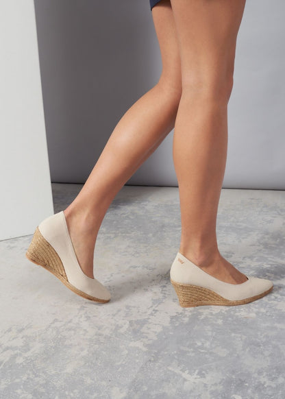 Roses Canvas V Cut Espadrille Wedges by Viscata