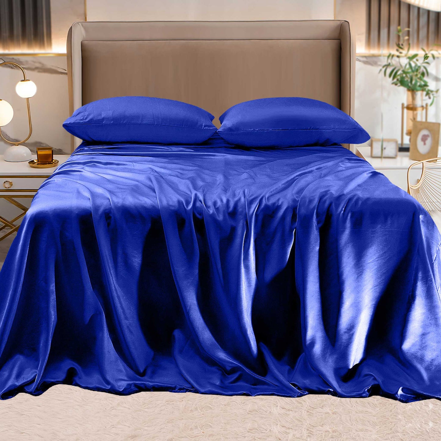 Mocassi Fine 4-Piece Silky Satin Sheet Set, Moody Shades