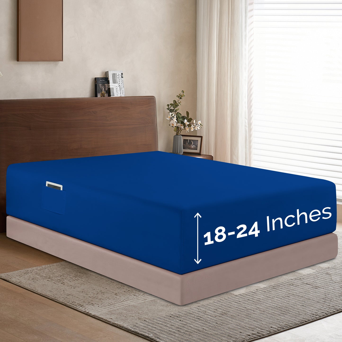 Mocassi Extra Deep Pocket 18"-24" Single Fitted Sheet for High Mattress, Moody Shades