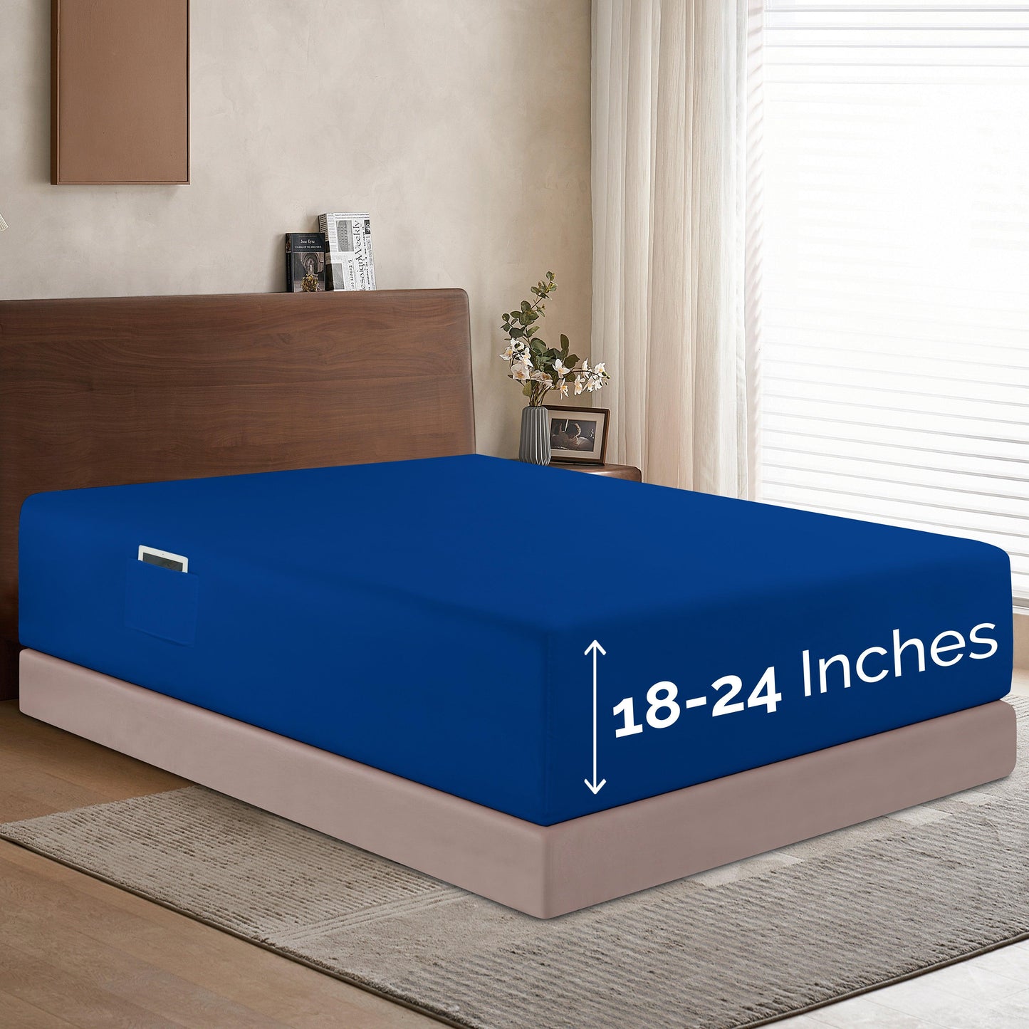 Elegant Comfort Extra Deep Pocket 18"-24" Single Fitted Sheet for High Mattress, Moody Shades