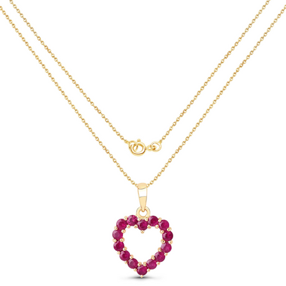 10K Yellow Gold Ruby Heart Necklace