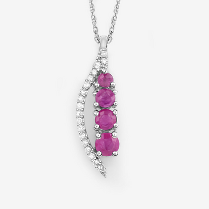 14K White Gold Ruby Diamond Necklace