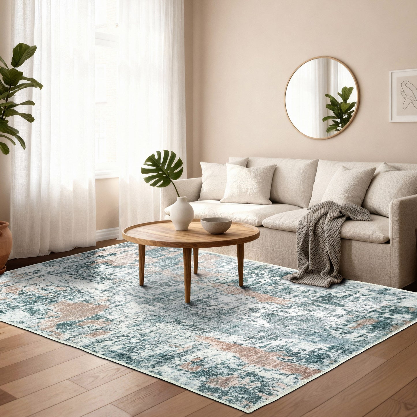 Kathy Ireland Soft Brushed Flannel Washable Rug With Latex Back