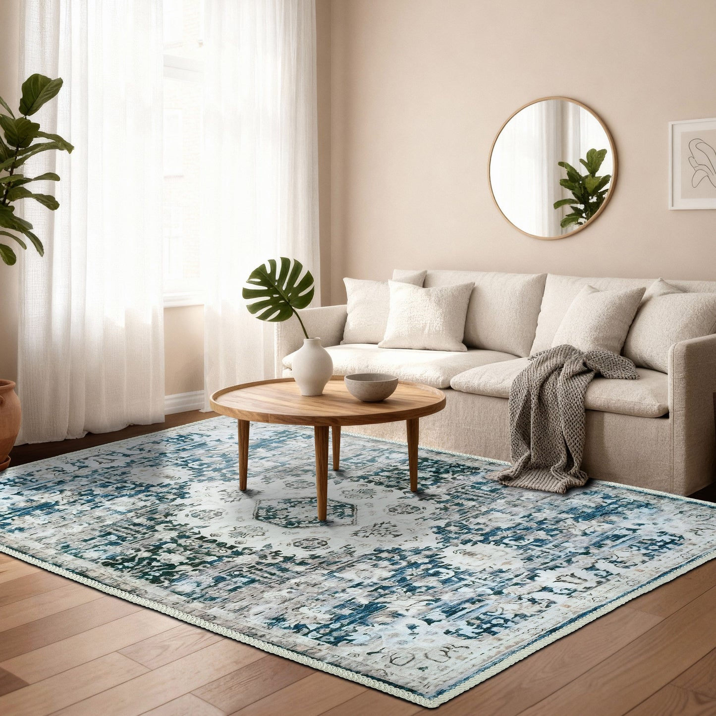 Kathy Ireland Soft Brushed Flannel Washable Rug With Latex Back