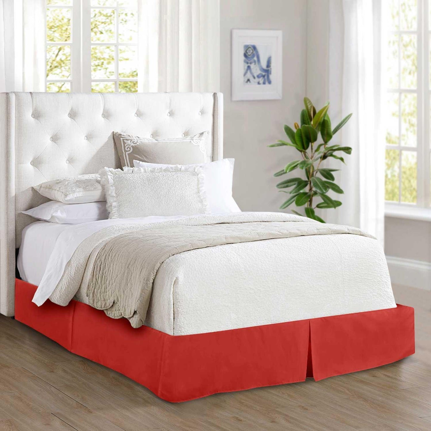 Elegant Comfort Solid Pleated Bed Skirt - 14 inch Drop