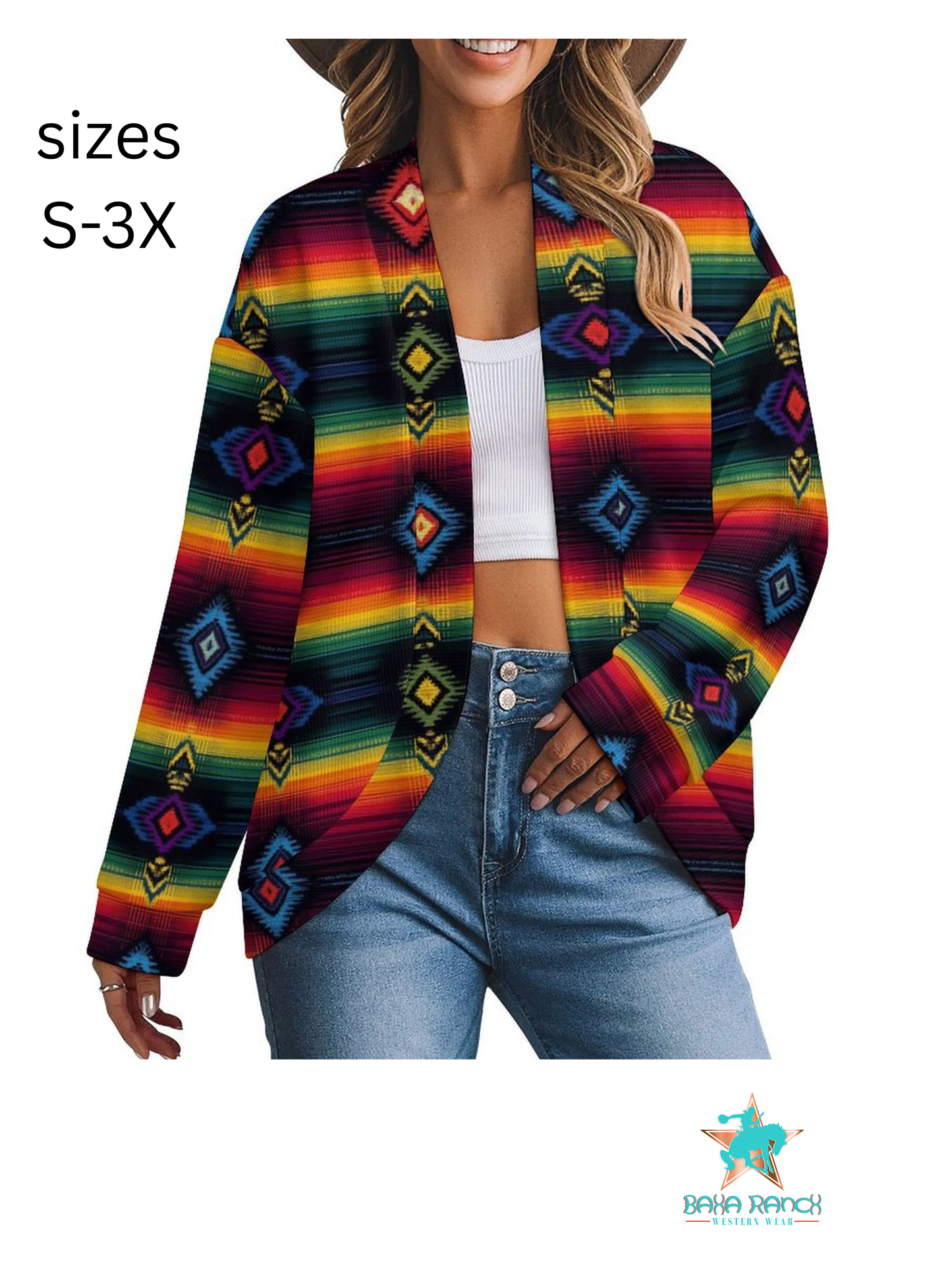 Baha Ranch Colores de Mexico Serape Drop Shoulder Cardigan