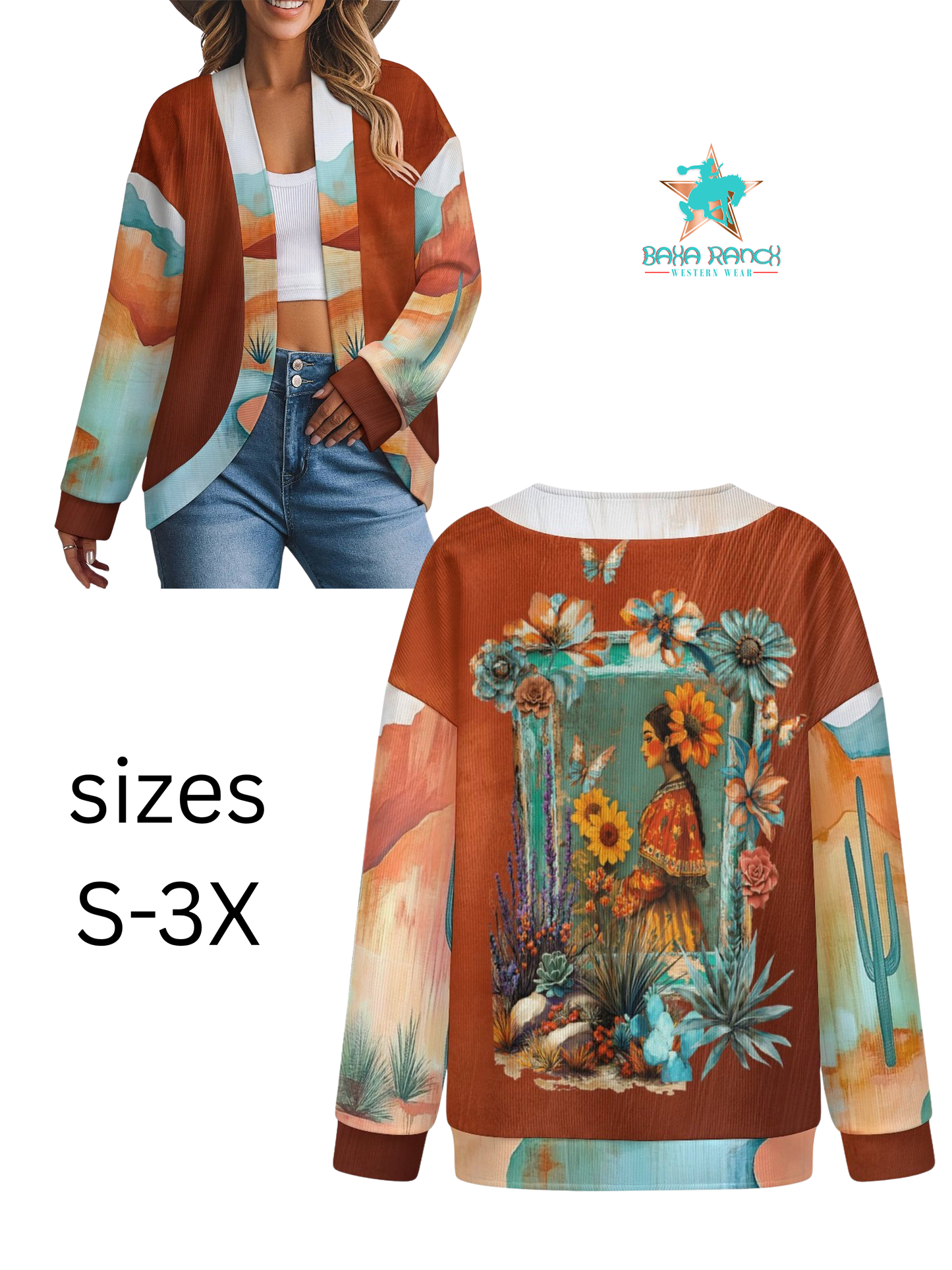 Baha Ranch Colores de Mexico Fantasia Drop Shoulder Cardigan