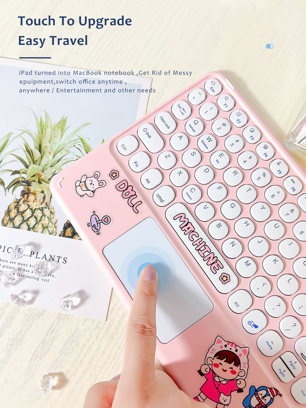 Kawaii Pastel Yellow Wireless iPad Keyboard & Mouse-