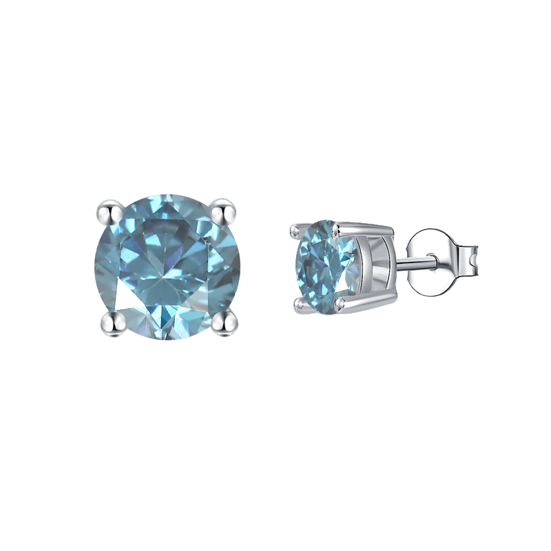 Blue Moissanite Stud Earrings