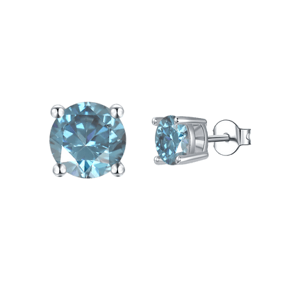 Blue Moissanite Stud Earrings