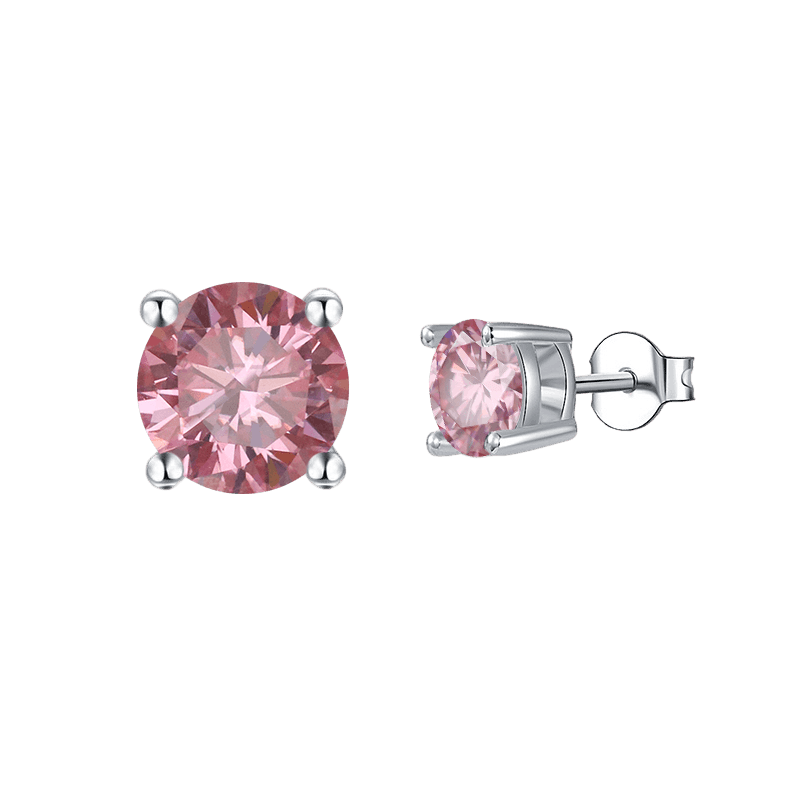 Pink Moissanite Stud Earrings