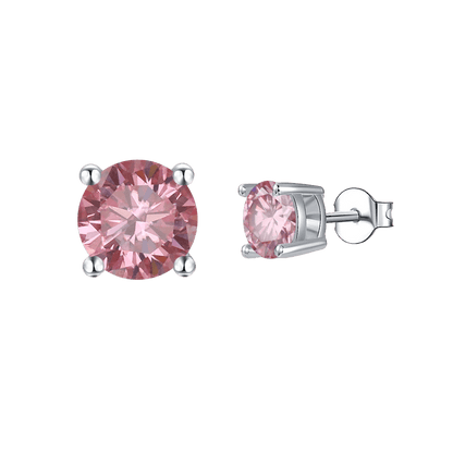 Pink Moissanite Stud Earrings