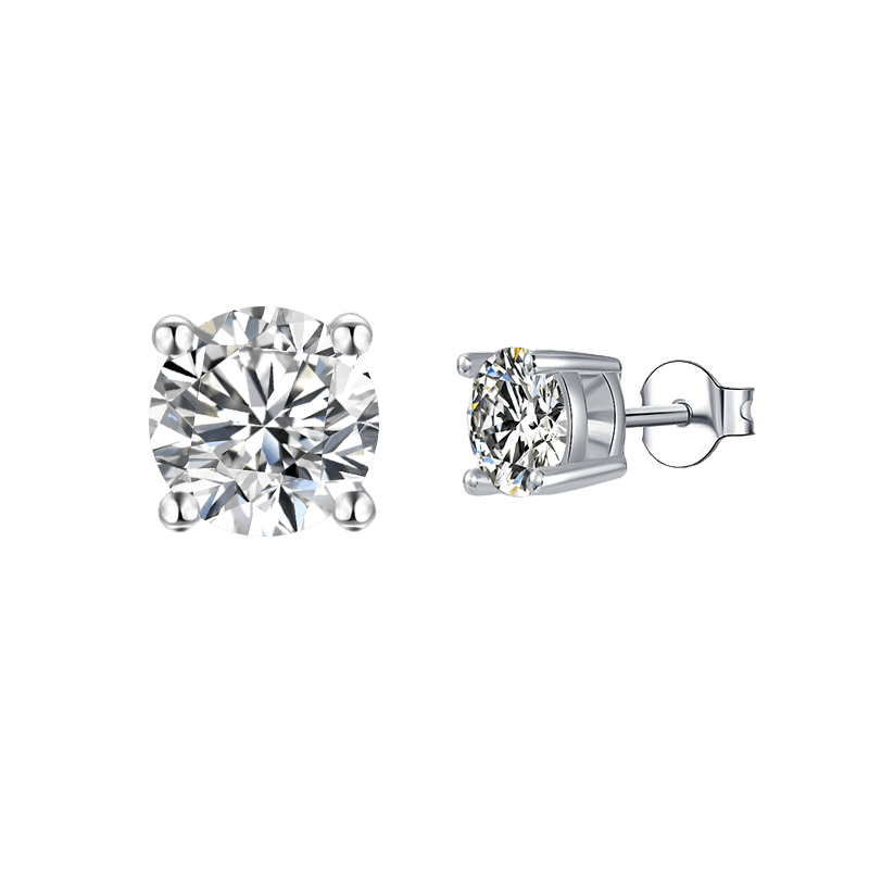 White Moissanite Stud Earrings