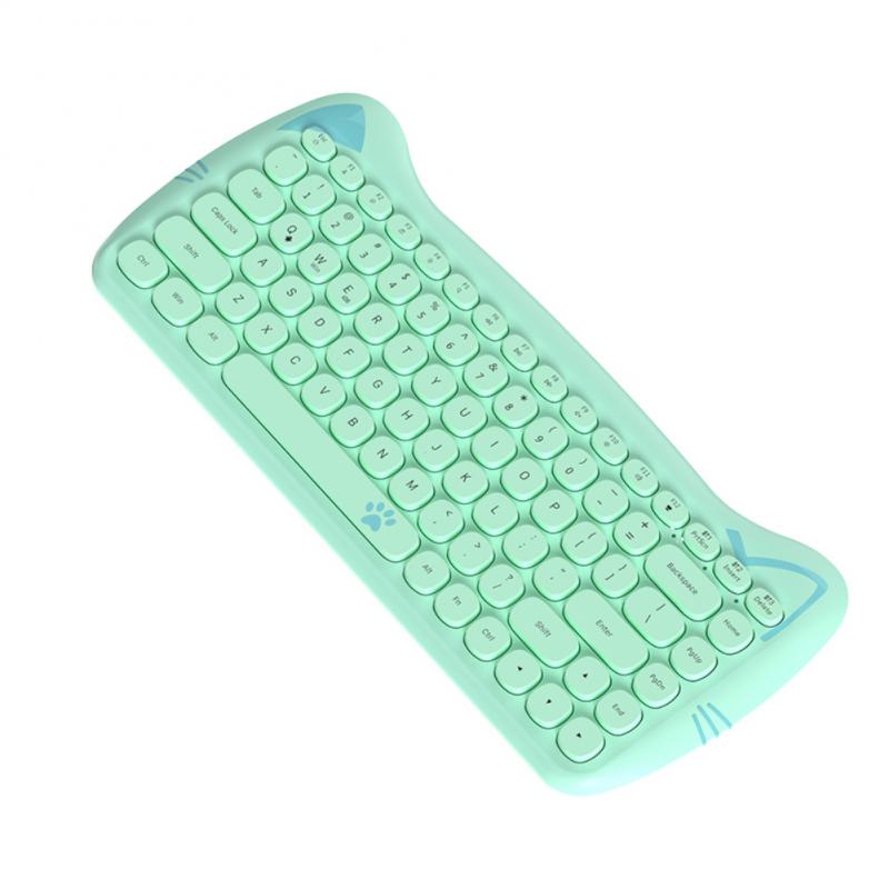 Kawaii Green Cat Shaped Wireless Keyboard-
