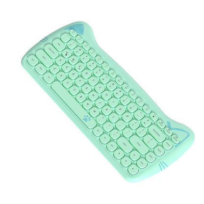 Kawaii Green Cat Shaped Wireless Keyboard-