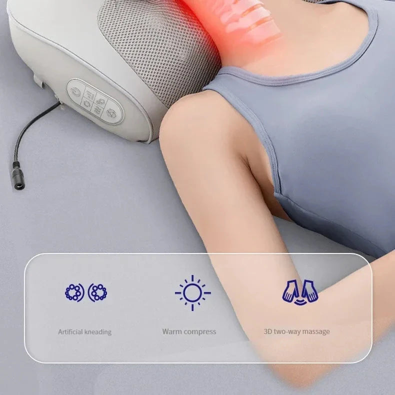 Heated Shiatsu Massage Pillow with Infrared Therapy