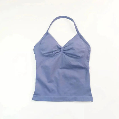 NCLAGEN Impact Longline Strappy Top Sports Yoga Vest Women's Fitness Tank Top Gym Beautiful Open Back Bra Running Workout Halter