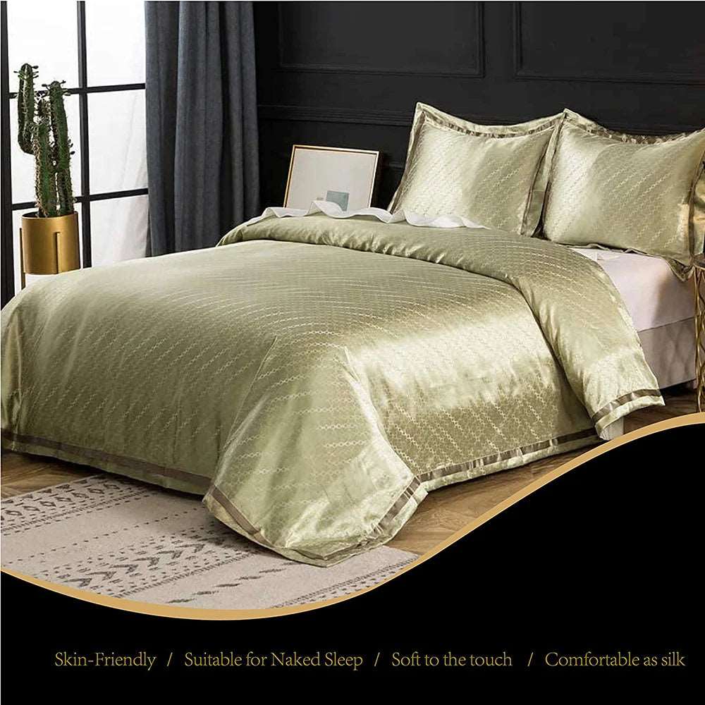 Bamboo Cotton Sateen Silk Bedding Set |Bed Linens, Pillowcase, Duvet Cover
