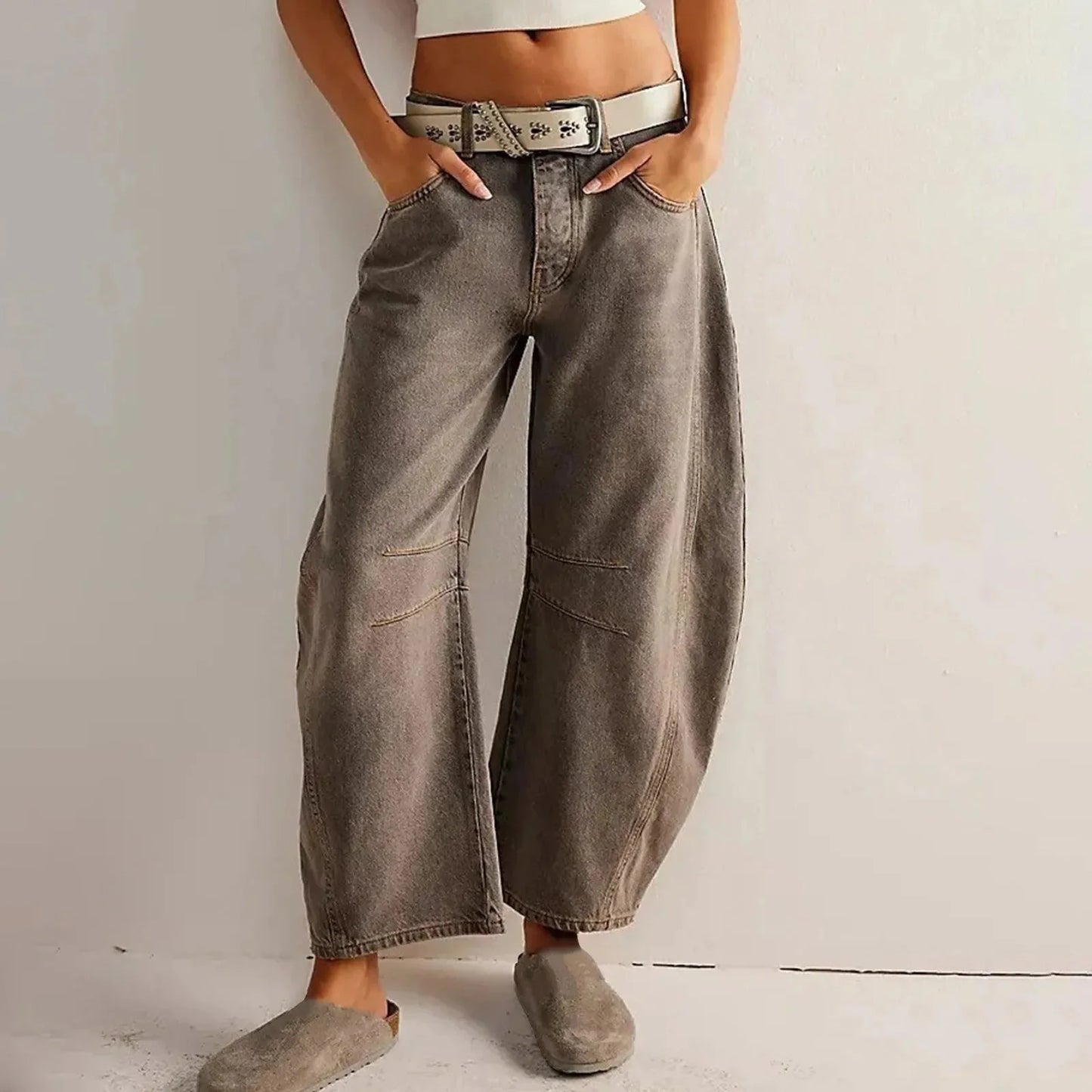 👖 Women's Y2K Baggy Mid-Waist Wide-Leg Jeans – 90s Streetwear Vibe