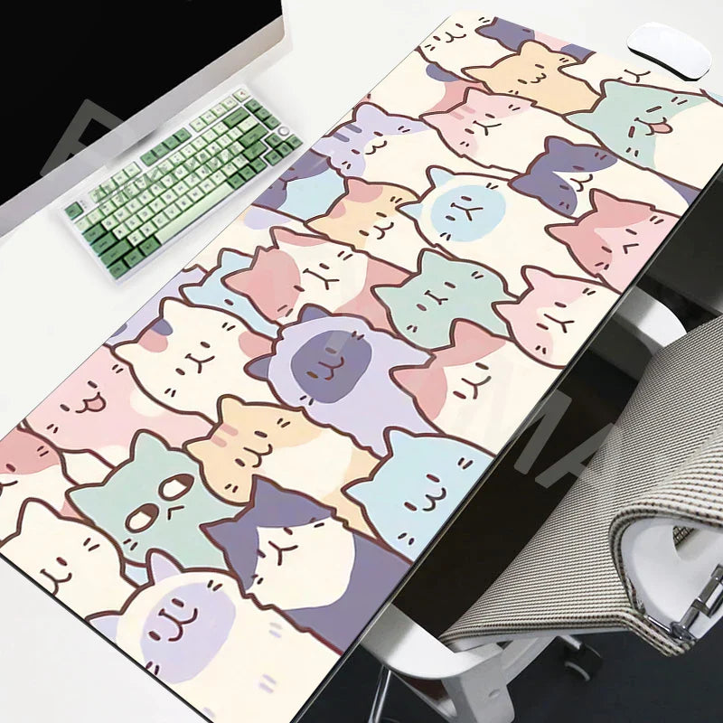Kawaii Crowded Cats Desk Pad-