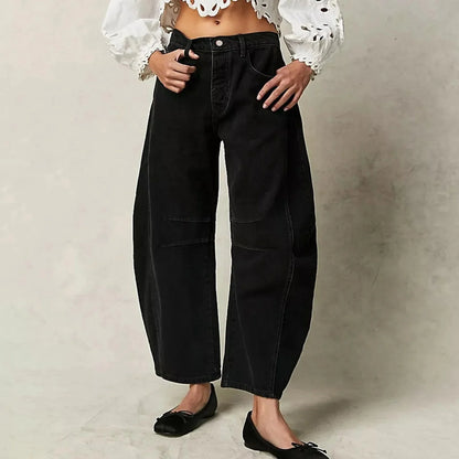 👖 Women's Y2K Baggy Mid-Waist Wide-Leg Jeans – 90s Streetwear Vibe